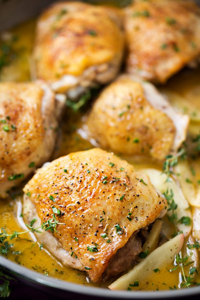 One Pan Apple Glazed Chicken Thighs - The Chunky Chef