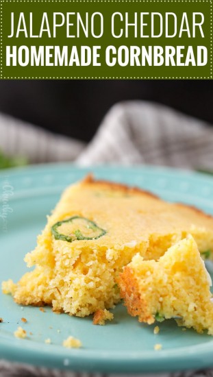 Skillet Jalapeno Cheddar Homemade Cornbread - The Chunky Chef