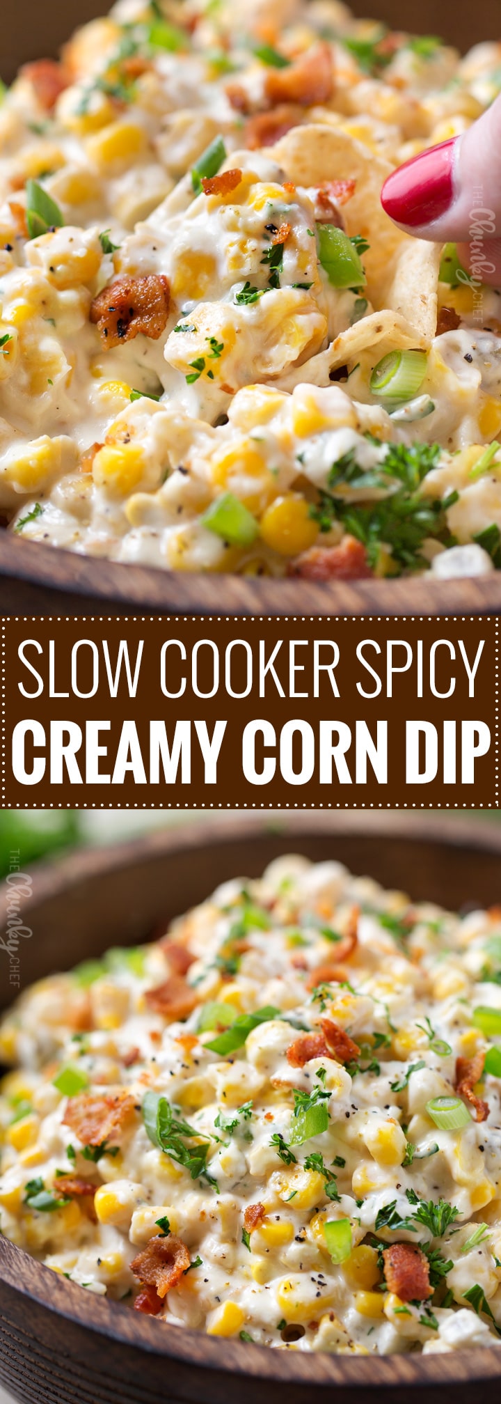 Slow Cooker Spicy Creamy Corn Dip - The Chunky Chef