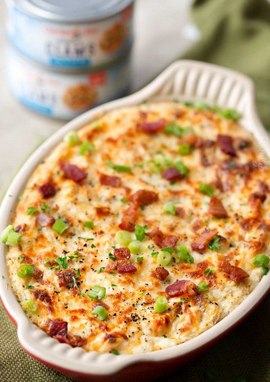 Bacon Horseradish Baked Clam Dip - The Chunky Chef