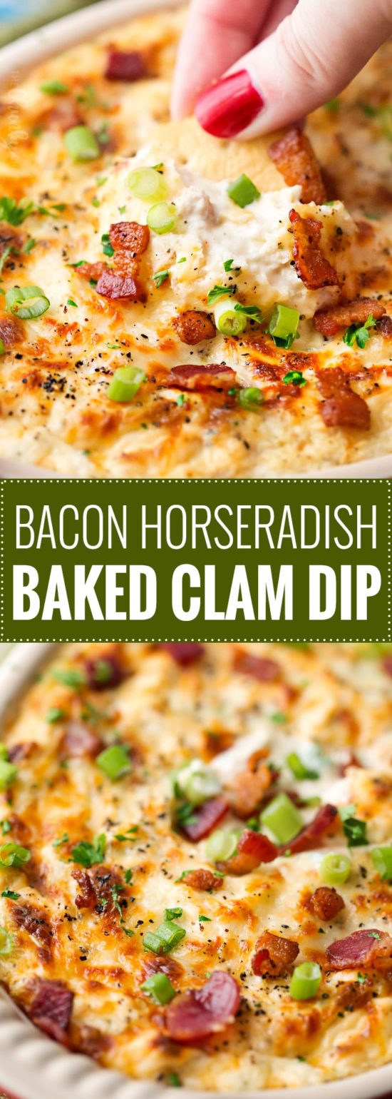 Bacon Horseradish Baked Clam Dip - The Chunky Chef