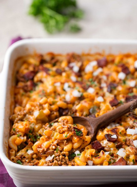 One Pan Bacon Cheeseburger Pasta Bake (No Boil) - The Chunky Chef