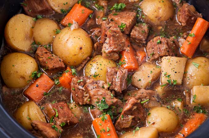 Beer and Horseradish Slow Cooker Beef Stew - The Chunky Chef