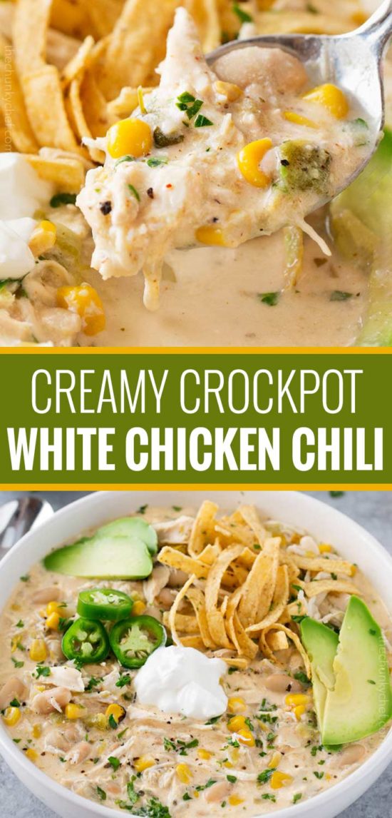 Creamy Crockpot White Chicken Chili | This crockpot white chicken chili ...