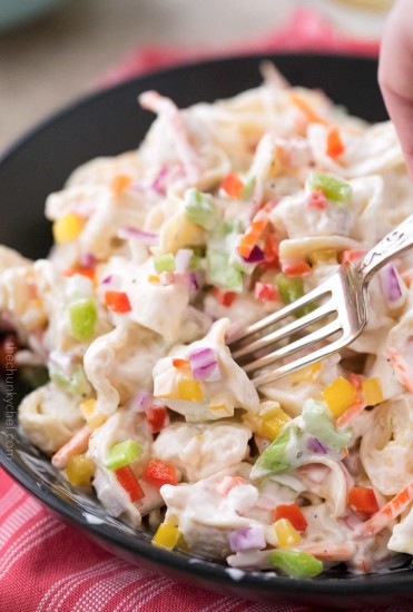 Creamy Rainbow Tortellini Salad - The Chunky Chef