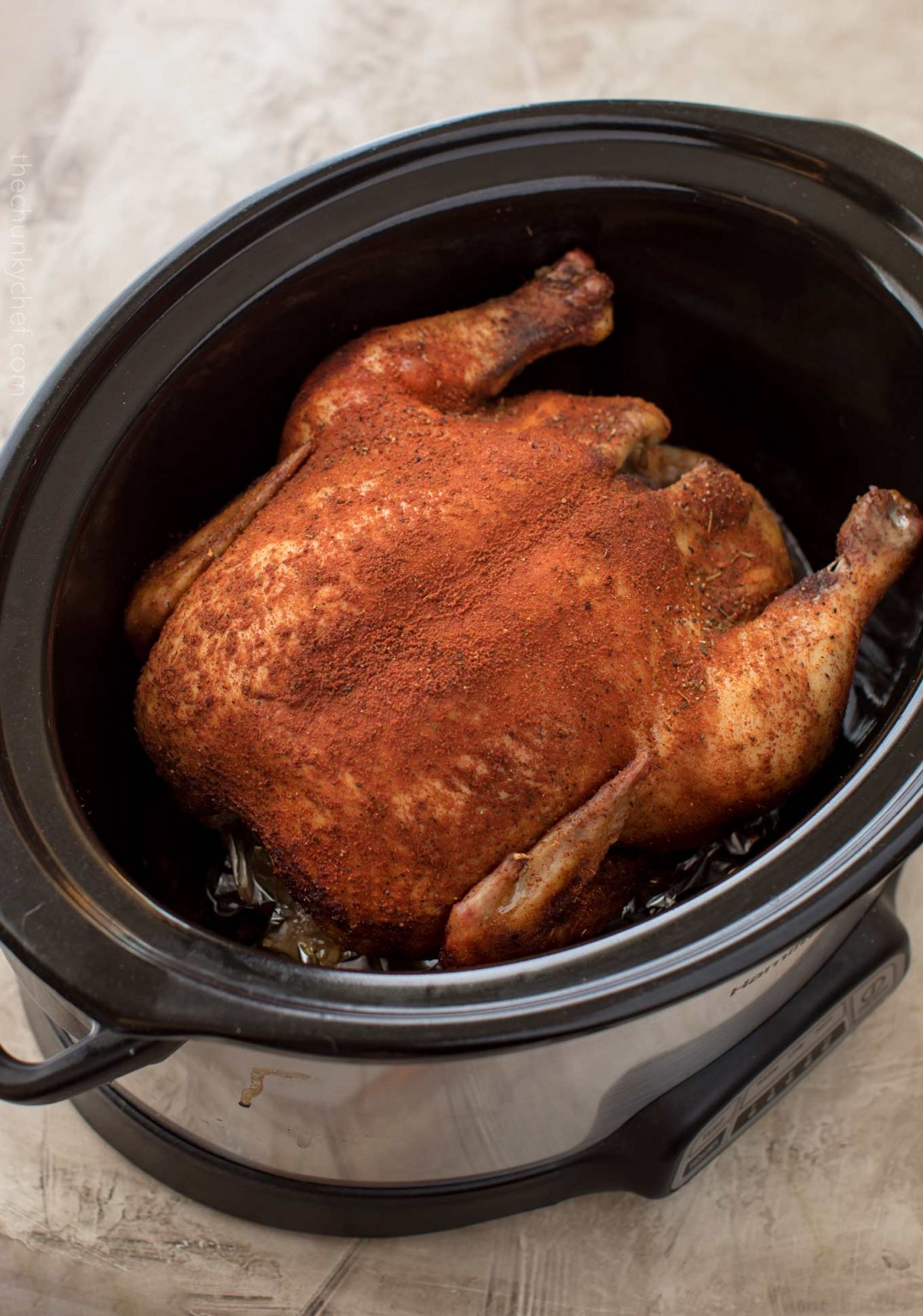 Easy Slow Cooker Rotisserie Chicken - The Chunky Chef