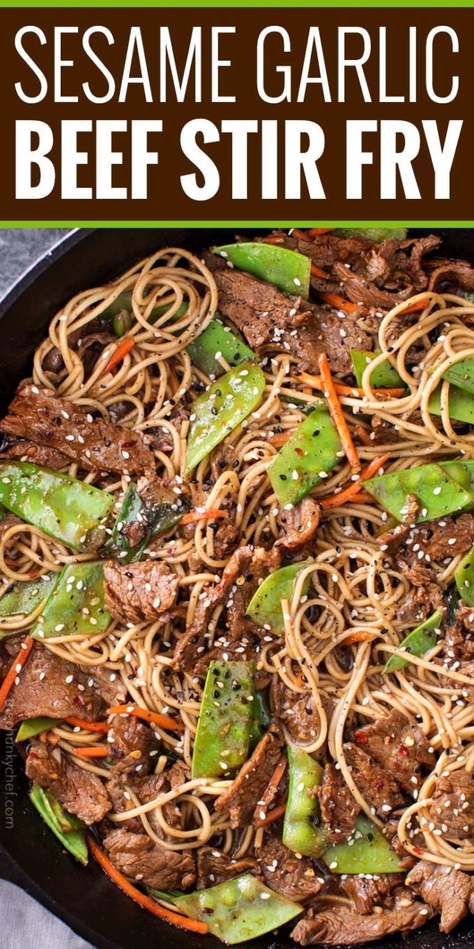 Sesame Garlic Beef Stir Fry - The Chunky Chef