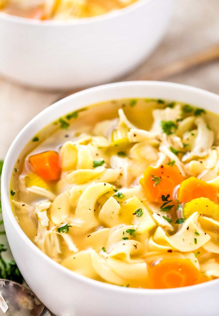 Homemade Crockpot Chicken Noodle Soup - The Chunky Chef