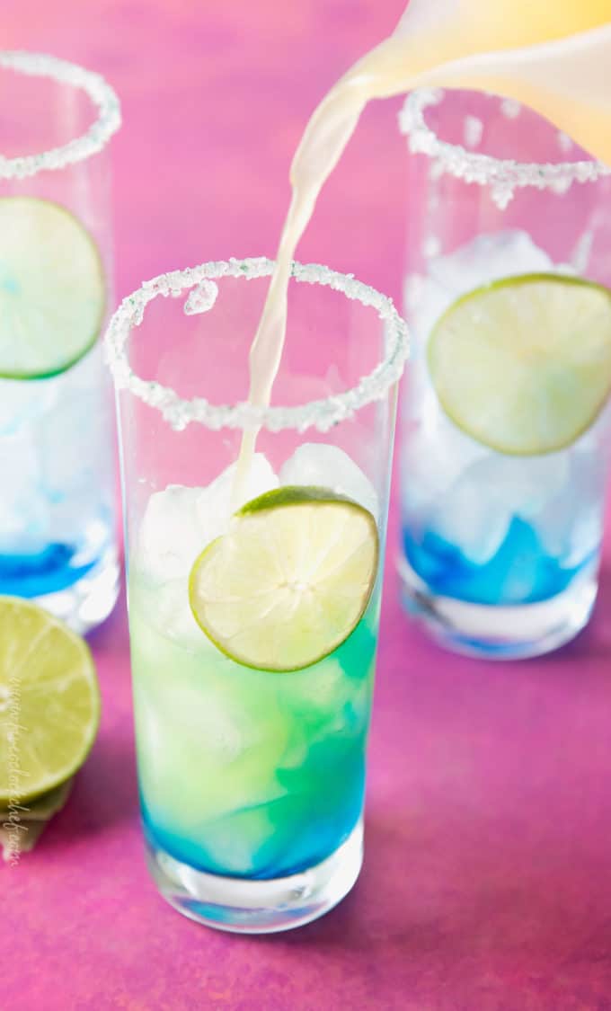 Mermaid Water Rum Punch Summer Cocktail Recipe - Happy Go Lucky