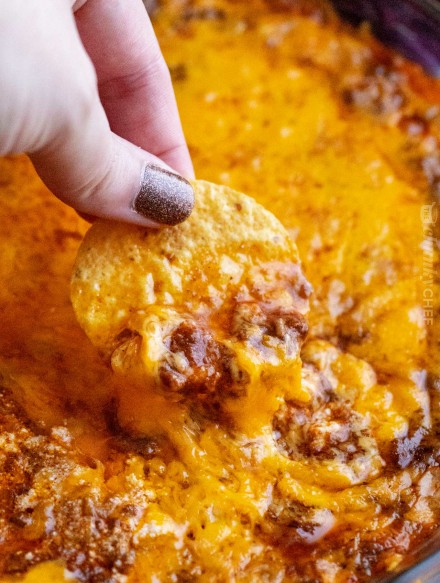 Cincinnati-Style Chili Cheese Dip (Skyline Dip) - The Chunky Chef