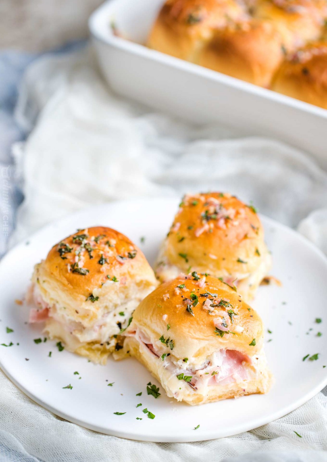 Garlic And Herb Ham And Cheese Sliders The Chunky Chef