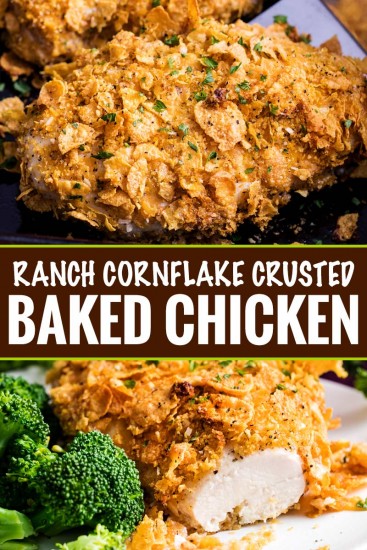 Ranch Cornflake Crusted Baked Chicken - The Chunky Chef