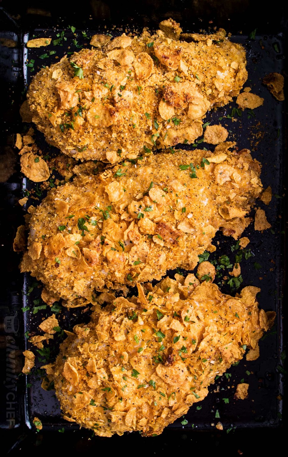 Ranch Cornflake Crusted Baked Chicken - The Chunky Chef