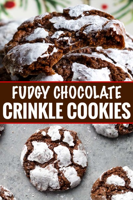 Fudgy Chocolate Crinkle Cookies - The Chunky Chef