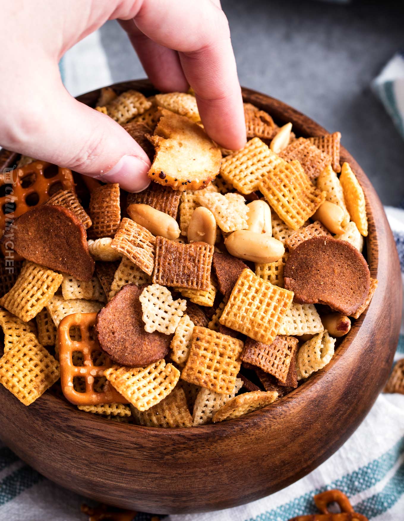 Slow Cooker Bold Chex Mix Recipe - The Chunky Chef