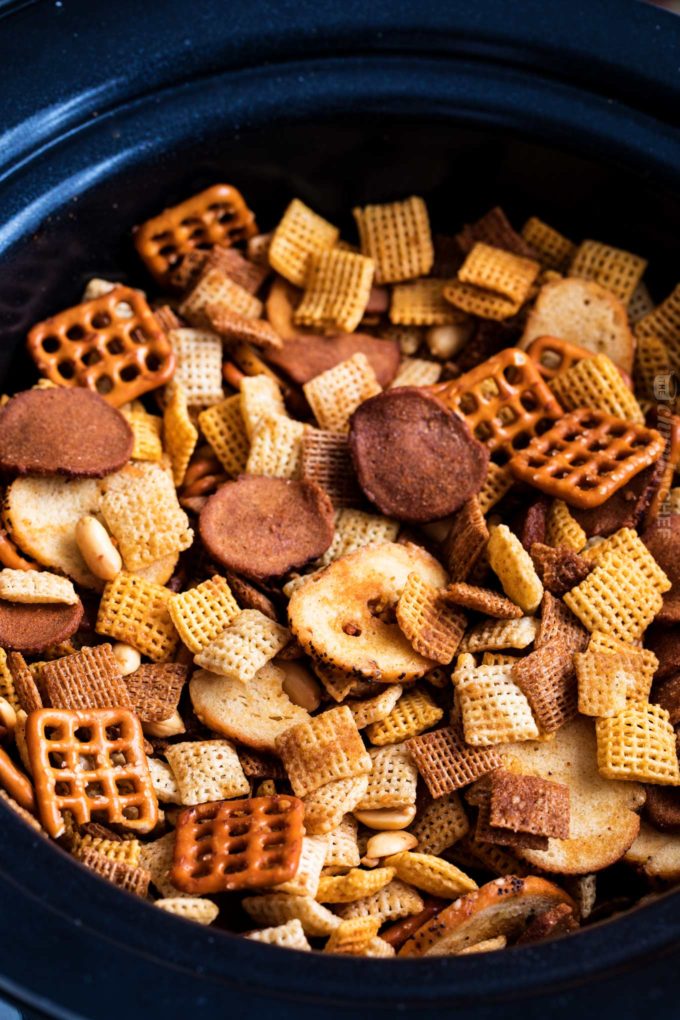Slow Cooker Bold Chex Mix Recipe - The Chunky Chef
