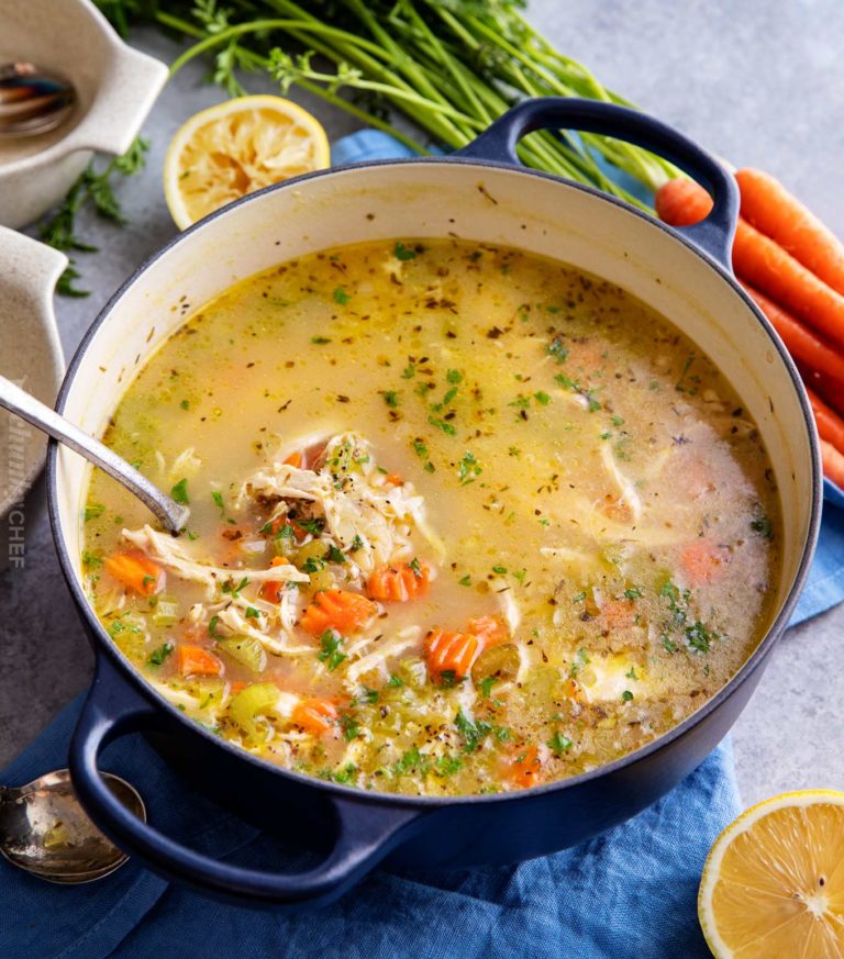 Lemon Chicken Soup With Orzo The Chunky Chef 