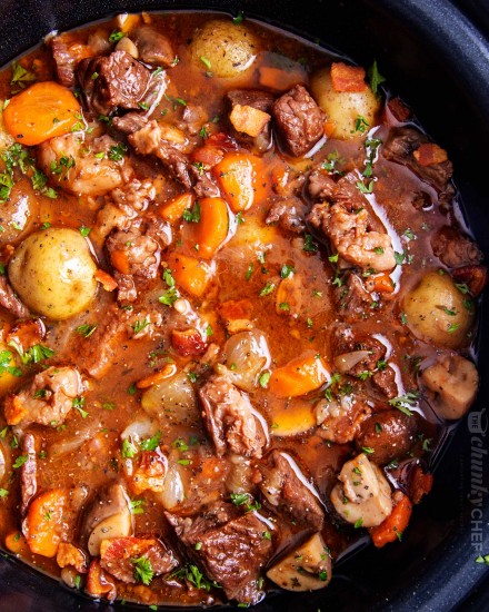 Best Crockpot Beef Bourguignon - The Chunky Chef