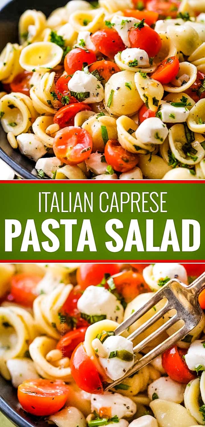 Caprese Pasta Salad - Great Cold or Warm! - The Chunky Chef