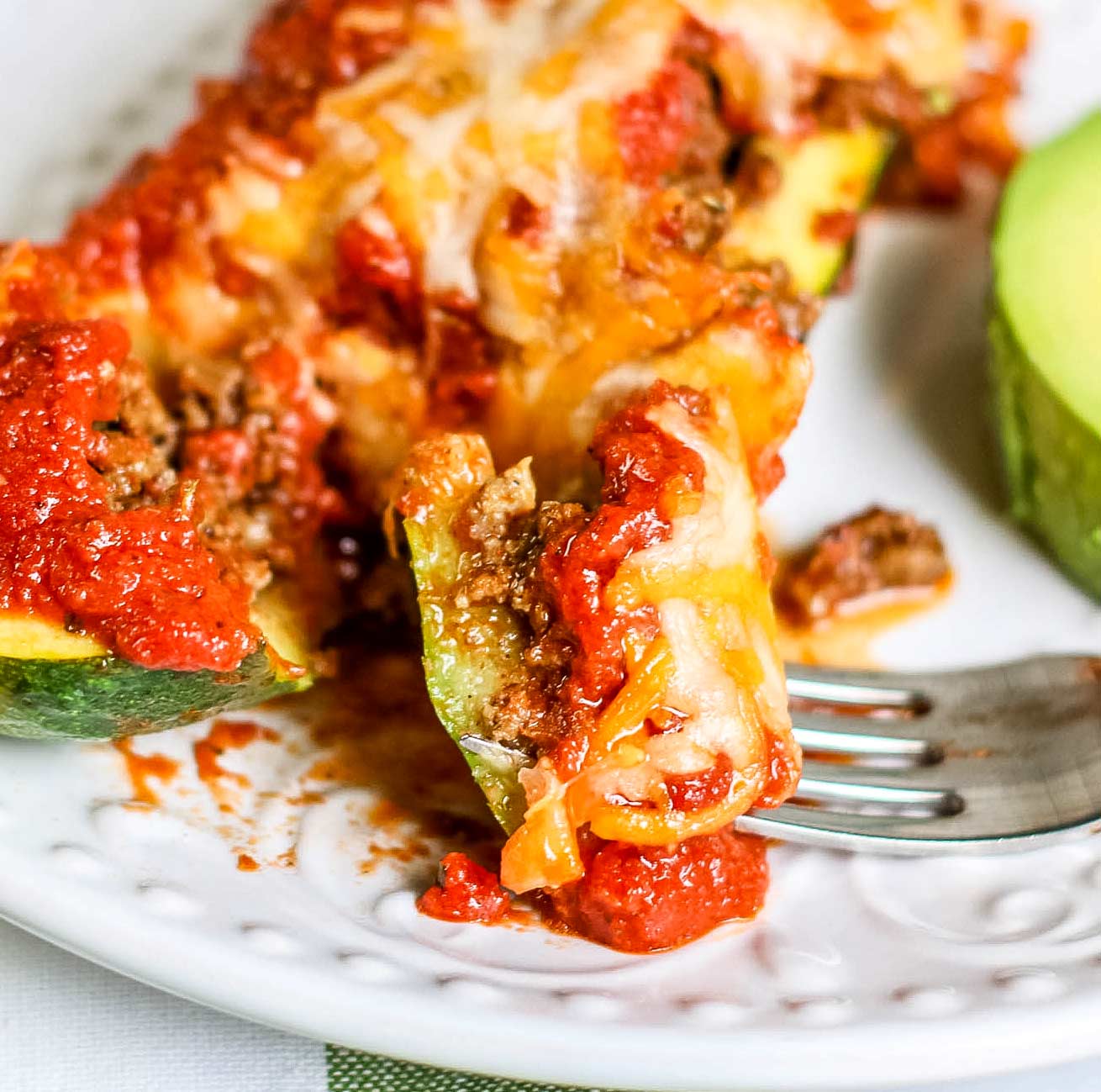 Enchilada Stuffed Zucchini Boats - The Chunky Chef