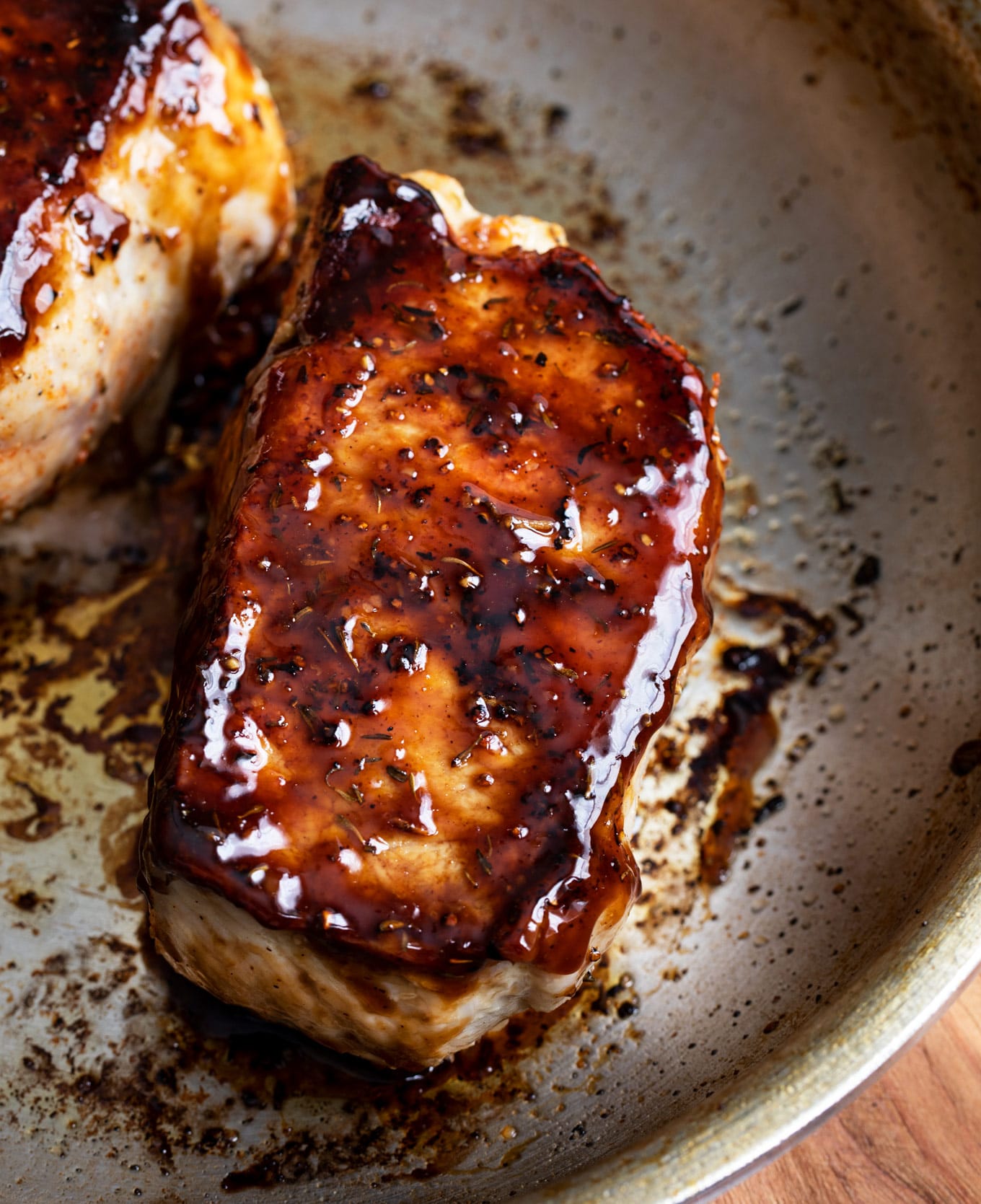 Baked Pork Chops with Bourbon Glaze (30 min recipe) - The Chunky Chef