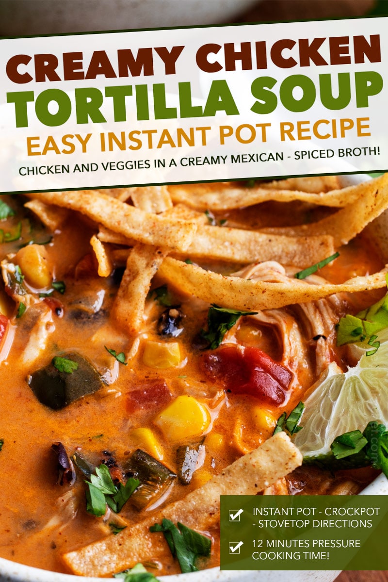 Creamy Chicken Tortilla Soup (Instant Pot Recipe) - The Chunky Chef