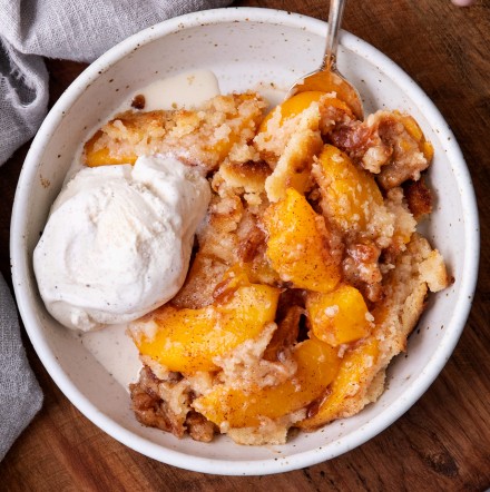 Homemade Peach Cobbler (Bourbon Spiked) (with Bourbon!) - The Chunky Chef