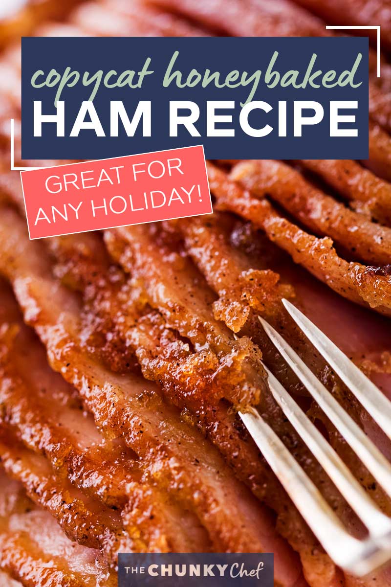 This copycat Honey Baked Ham is juicy and tender, with the most amazing crispy sweet glaze!  Made with honey, sugar, and mouthwatering spices, you'll be amazed at how easy it is to make this ham at home and save a TON of money! #holiday #easter #ham #copycatrecipe #hamrecipe #dinner #honeybaked #spiralham 