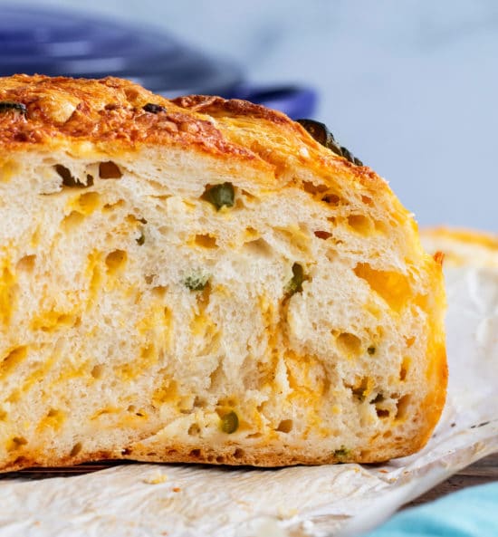 Jalapeno Cheddar Dutch Oven Bread (no Knead!) - The Chunky Chef