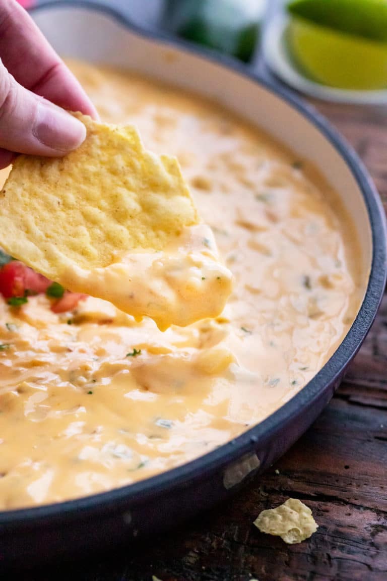 Queso Dip Recipe Mexican Cheese Dip The Chunky Chef