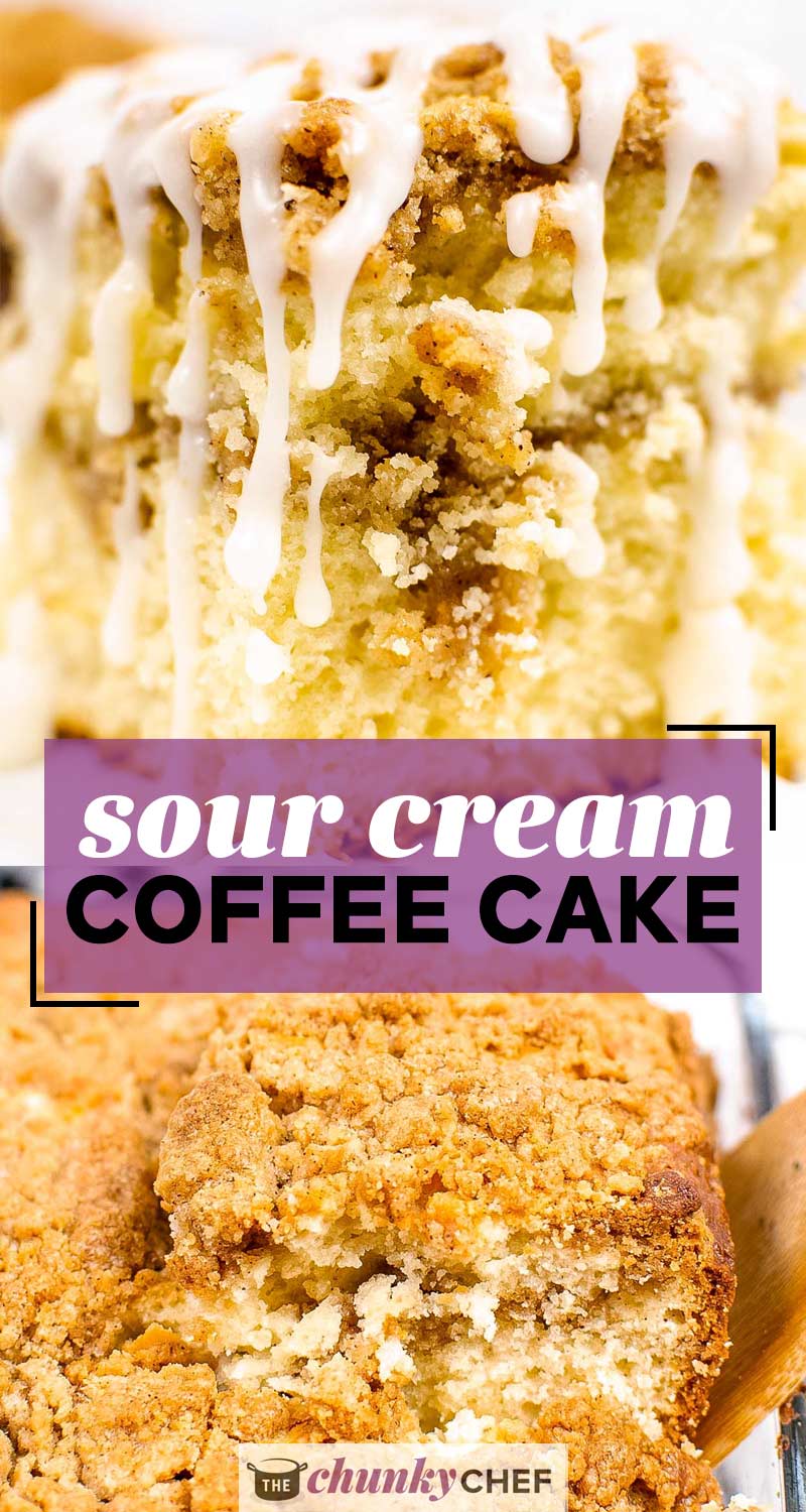 Sour Cream Coffee Cake (cinnamon streusel) - The Chunky Chef