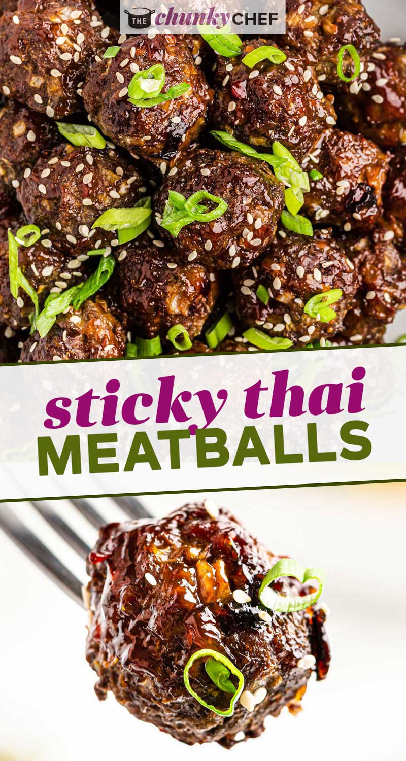 Sticky Thai Meatballs (easy appetizer!) - The Chunky Chef