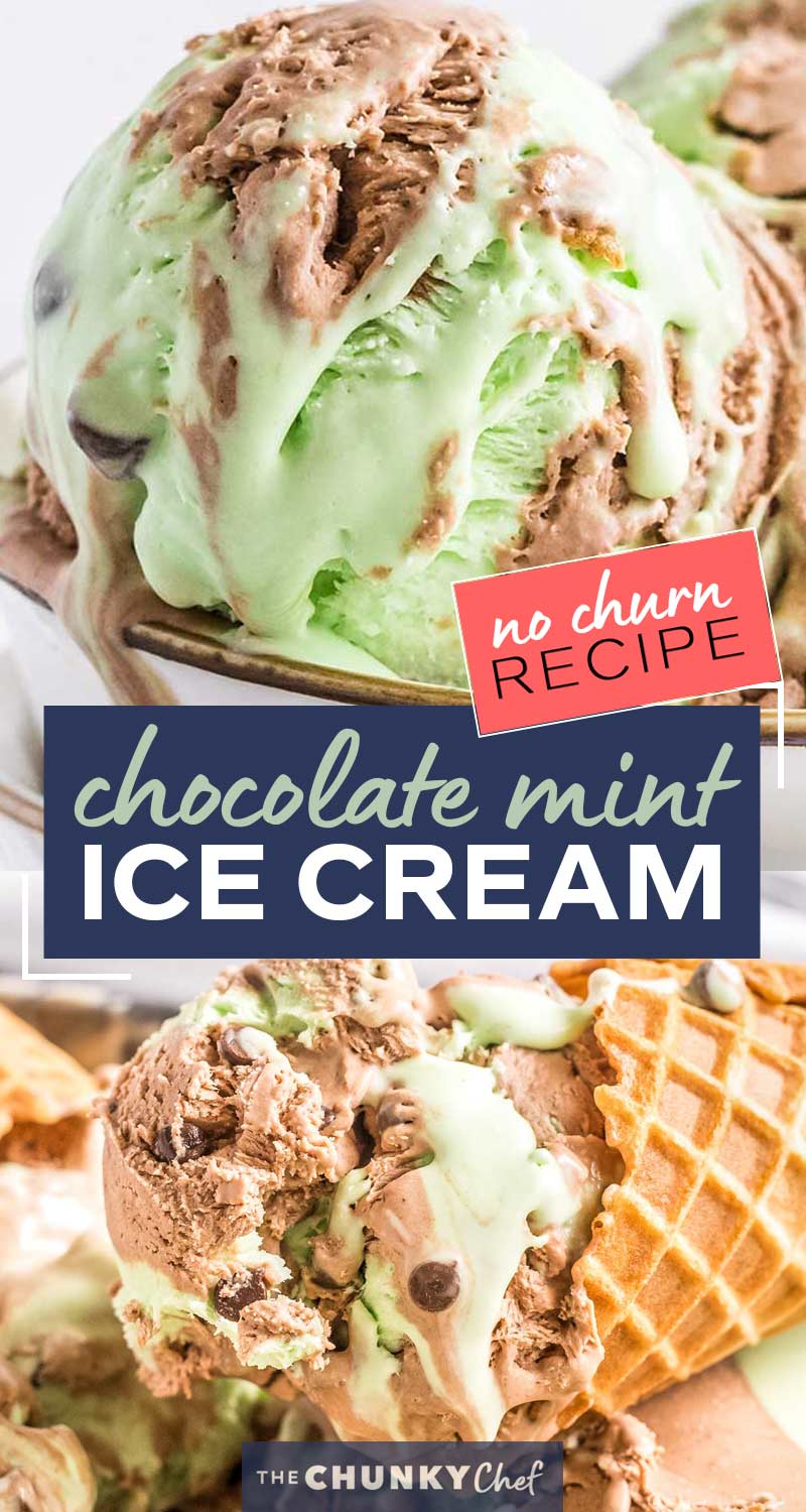 Chocolate Mint Ice Cream (No Churn Recipe) - The Chunky Chef