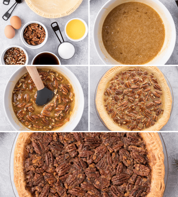 step by step photos of making a pecan pie
