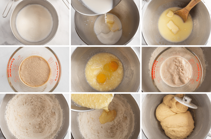 making crescent roll dough in a stand mixer