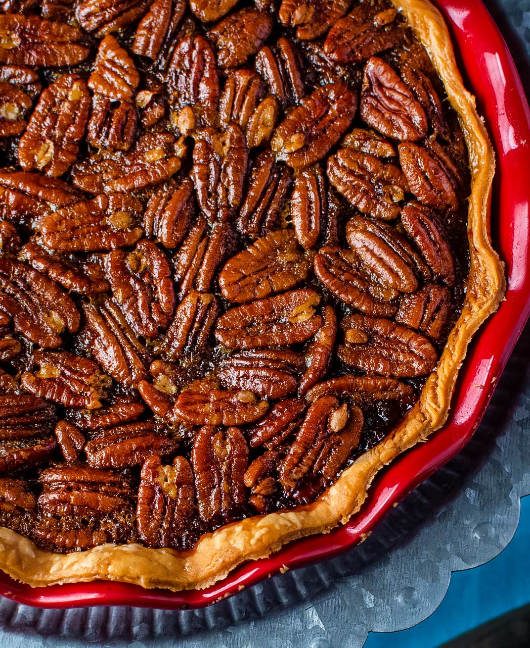 Bourbon Chocolate Pecan Pie - The Chunky Chef