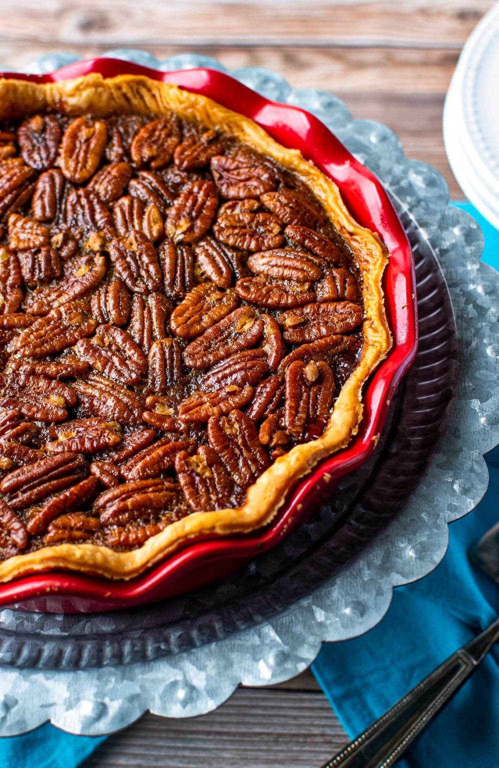 Bourbon Chocolate Pecan Pie - The Chunky Chef