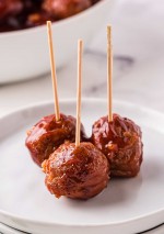 Honey Garlic Crockpot Meatballs - The Chunky Chef