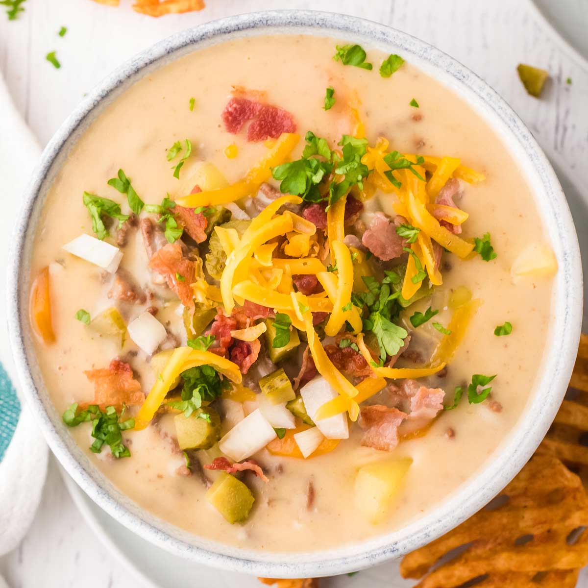 Crockpot Cheeseburger Soup {Prepped in Minutes!}