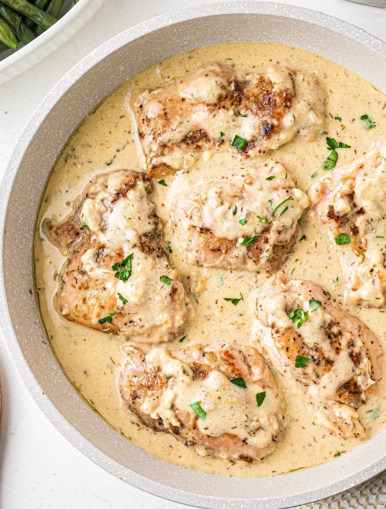 Chicken Thighs with Creamy Mustard Sauce - The Chunky Chef