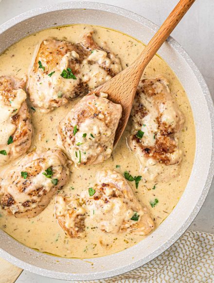 Chicken Thighs with Creamy Mustard Sauce - The Chunky Chef