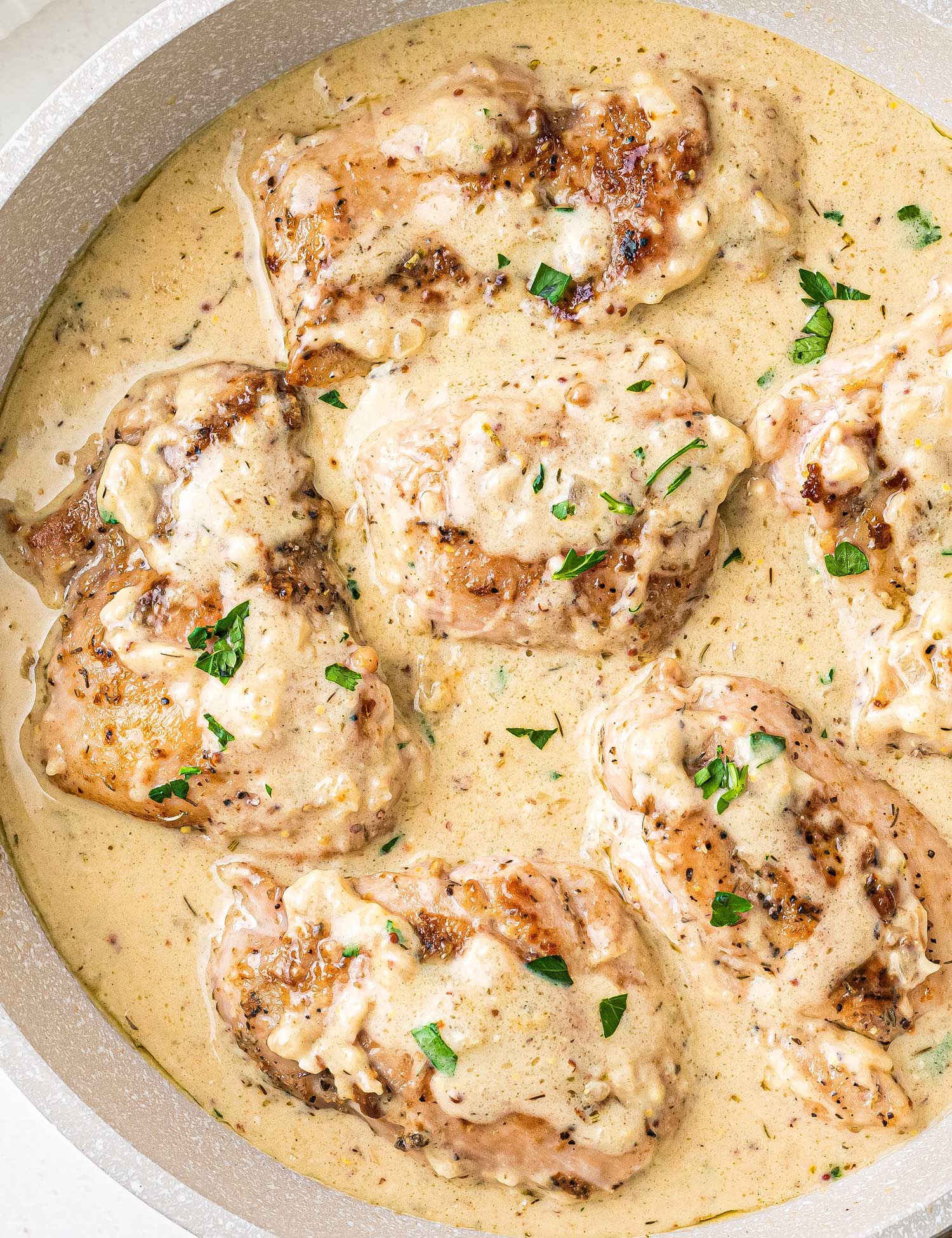 Chicken Thighs with Creamy Mustard Sauce - The Chunky Chef