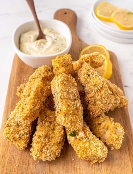 Parmesan Baked Fish Sticks - The Chunky Chef