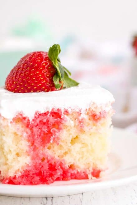 Easy Strawberry Poke Cake (with Jello!) - The Chunky Chef