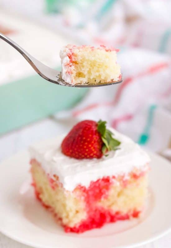 Easy Strawberry Poke Cake (with Jello!) - The Chunky Chef