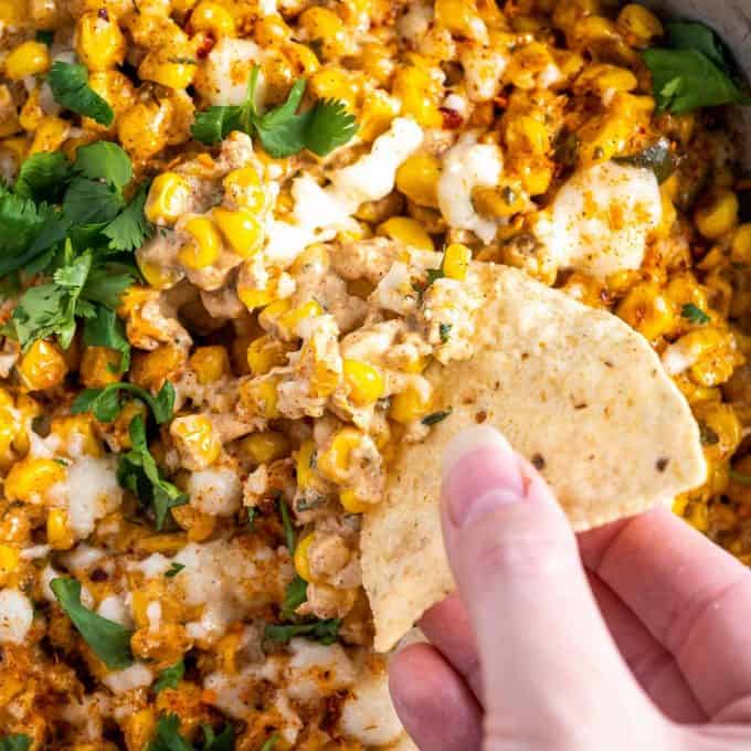 Mexican Street Corn Dip (2 ways!) - The Chunky Chef