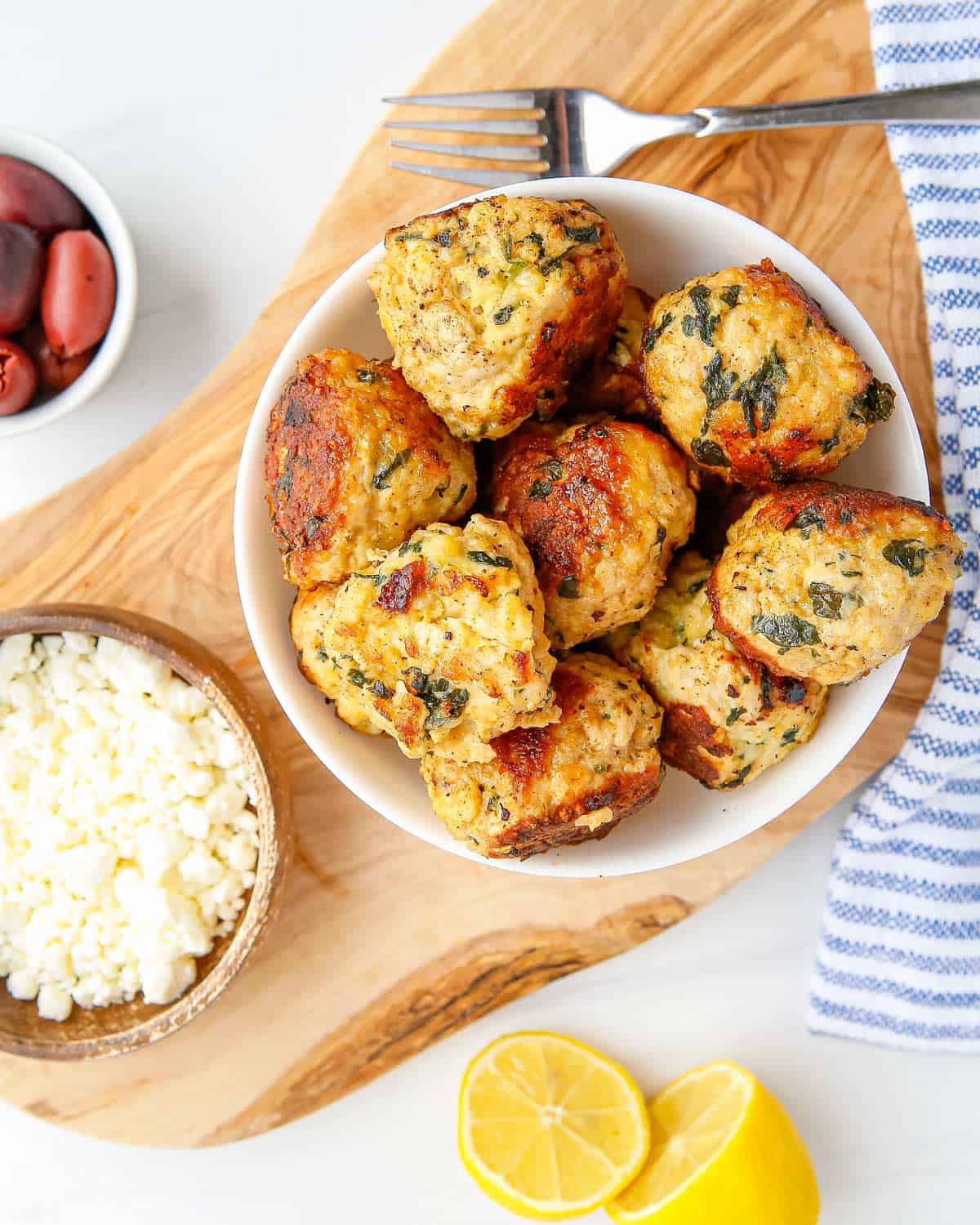 Spinach And Feta Turkey Meatballs The Chunky Chef