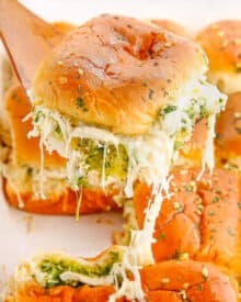 Cheesy Garlic Pesto Chicken Sliders