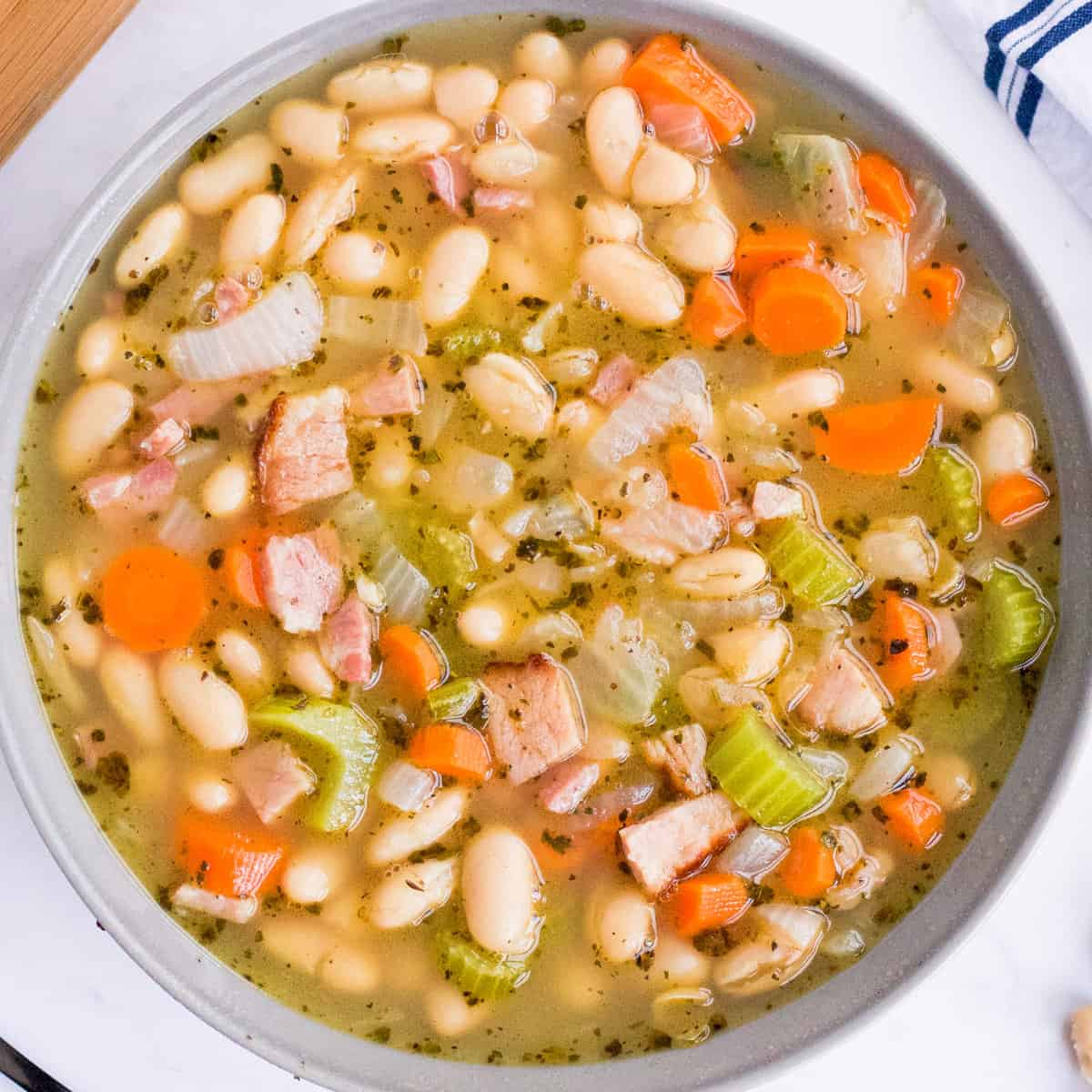 Hearty Ham And Bean Soup Recipe Card 
