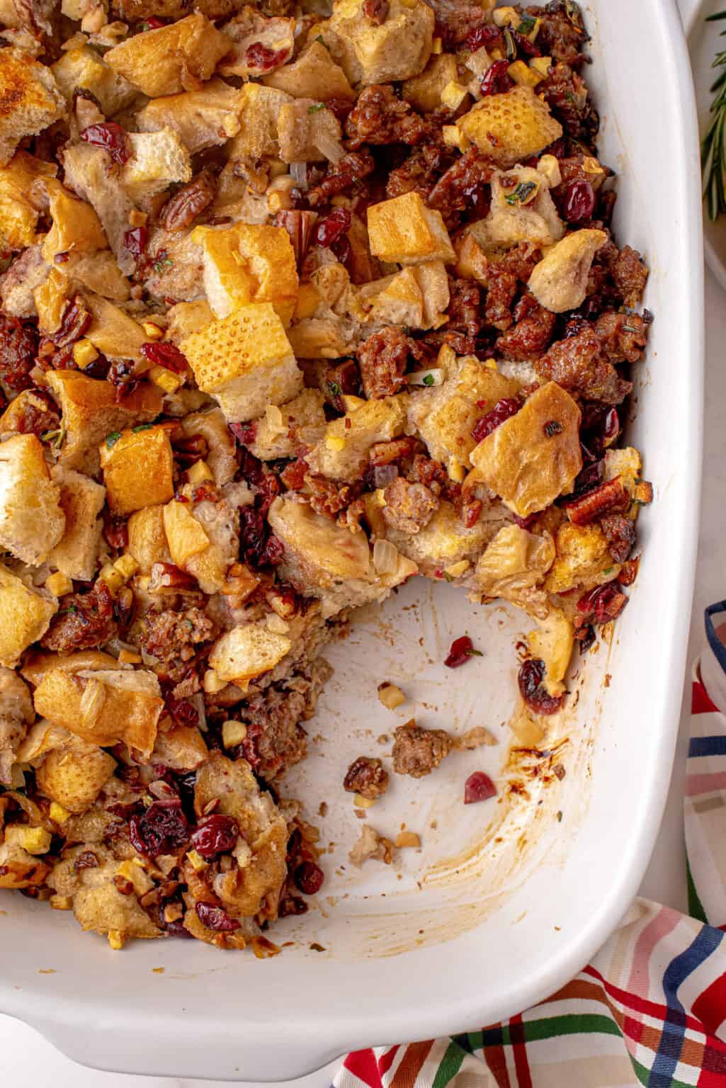 Apple Cranberry And Sausage Stuffing The Chunky Chef 